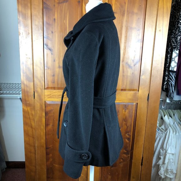ESPRIT Outwear Black Wool Pea Coat Y2K Whimsigoth Fairy Grunge Timeless - Picture 4 of 17